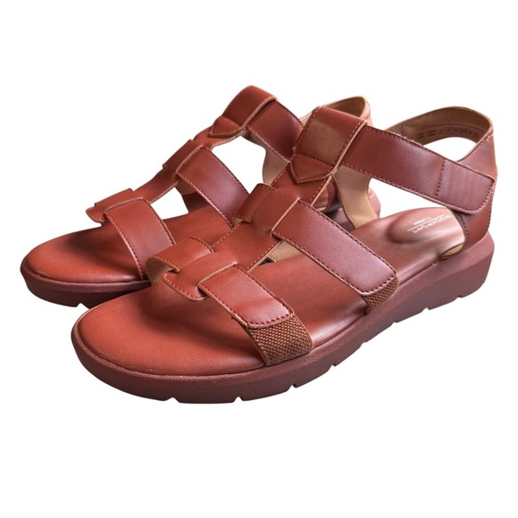 Rockport Abbie Brown T-Strap Fisherman Sandals Size 10 - Picture 2 of 14